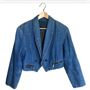 Vintage Fioricci 80s Cropped Blue Denim Jacket Medium